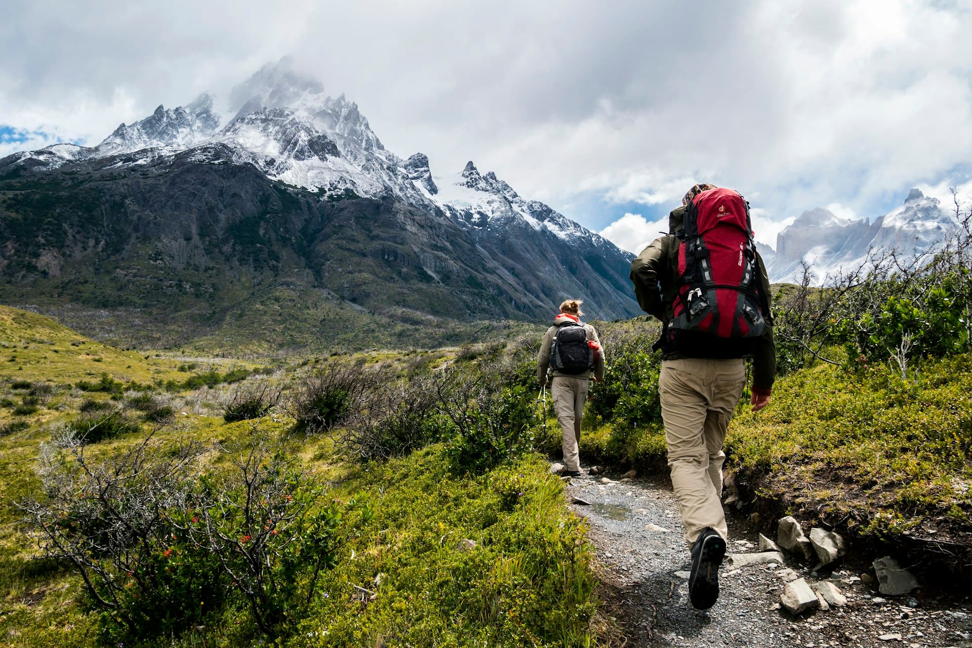 Hikers on mountain trail